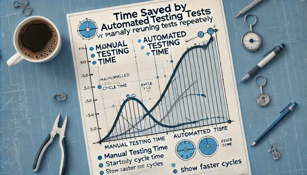 Illustration showing test cycles of automated tests vs manual tests